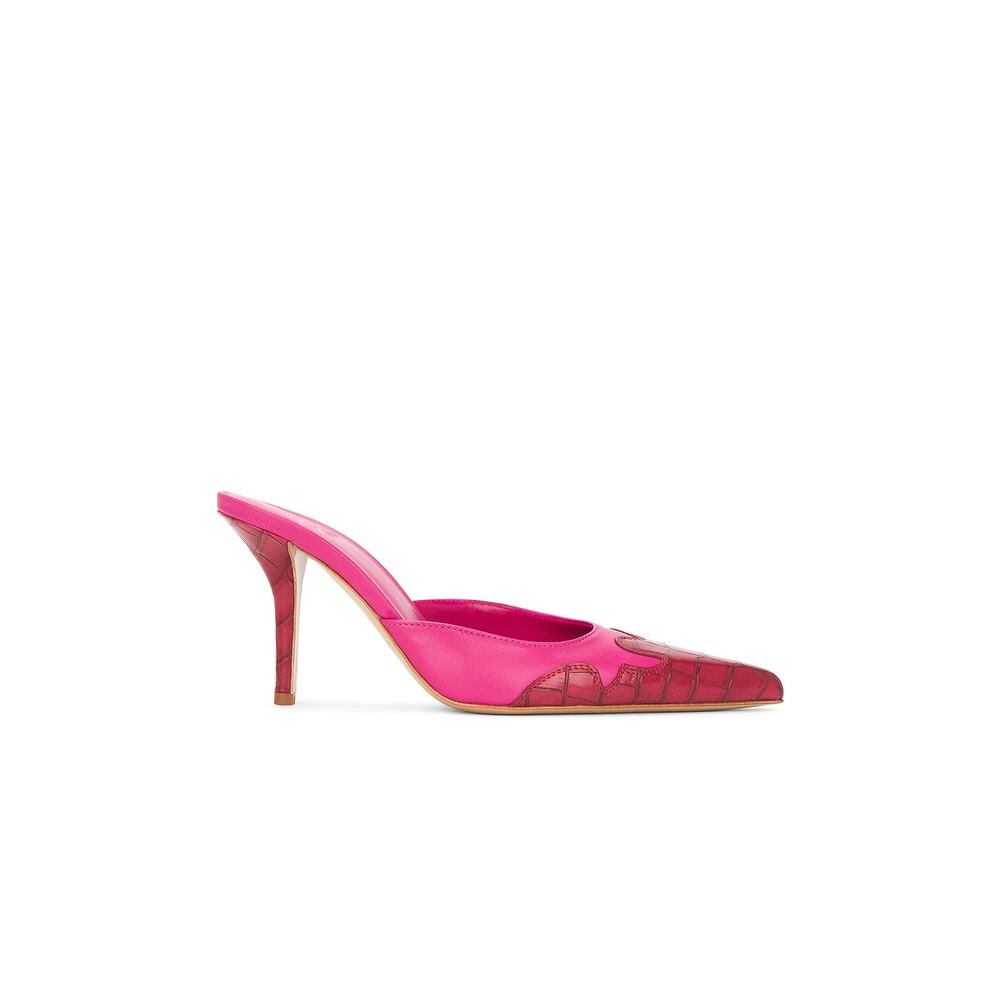 Gia Borghini Pink Croc-Embossed Heels